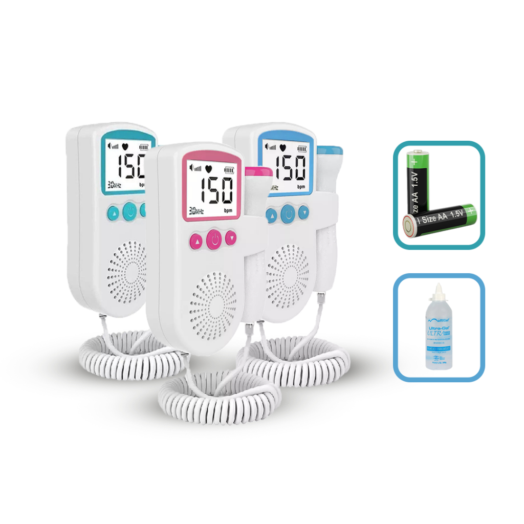 Kit Doppler Fetal Sonar Batimento Bebe Ultrassom + Gel + Pilha Monitor Frequencia Cardiaca  Brinde