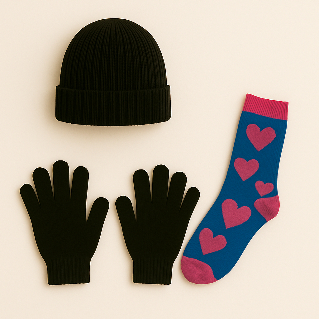 Kit Inverno Infantil Escolar Touca Luva e Meia Confortável para Menino e Menina