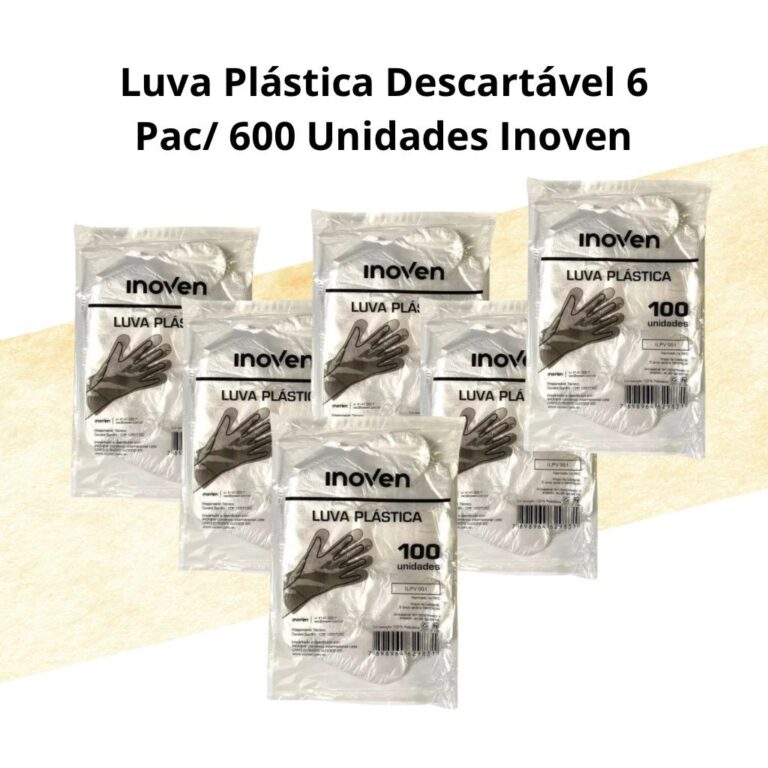 Luva Plástica Descartável 6 Pac/ 600 Unidades In