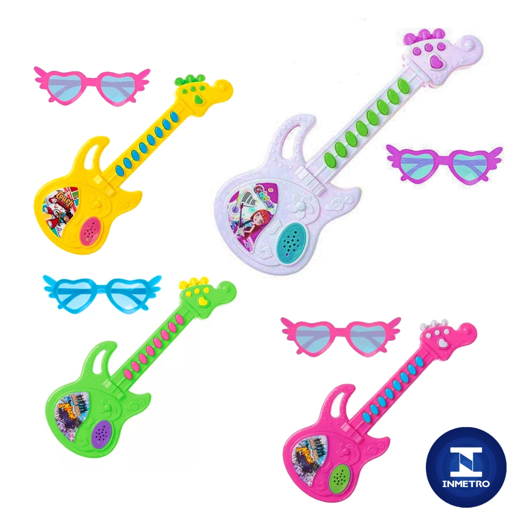 guitarra infantil colorida brinquedo musical divertido com oculos meninas e meninos