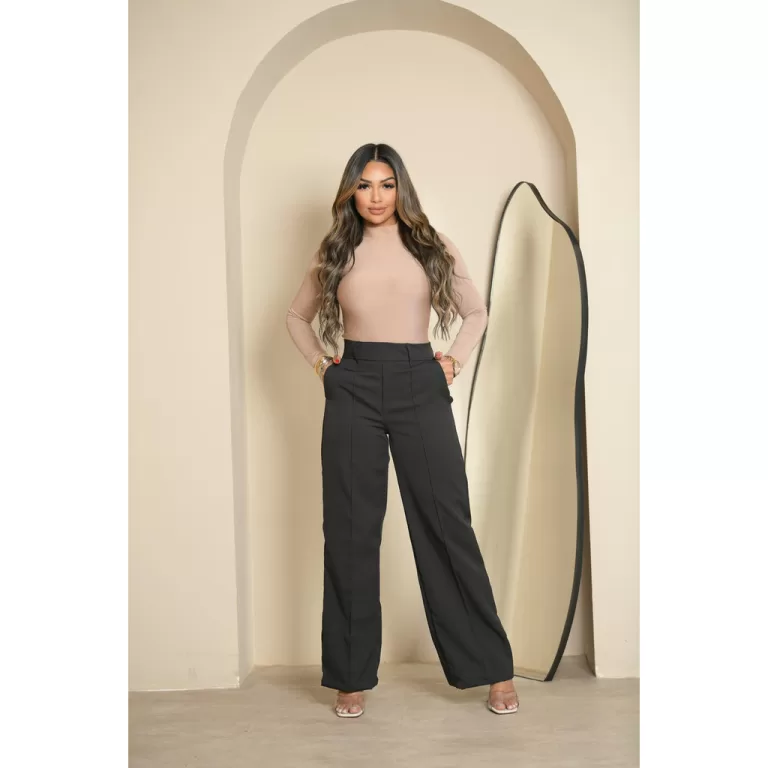 Calça Feminina Alfaiataria Wide Moderna Escritór