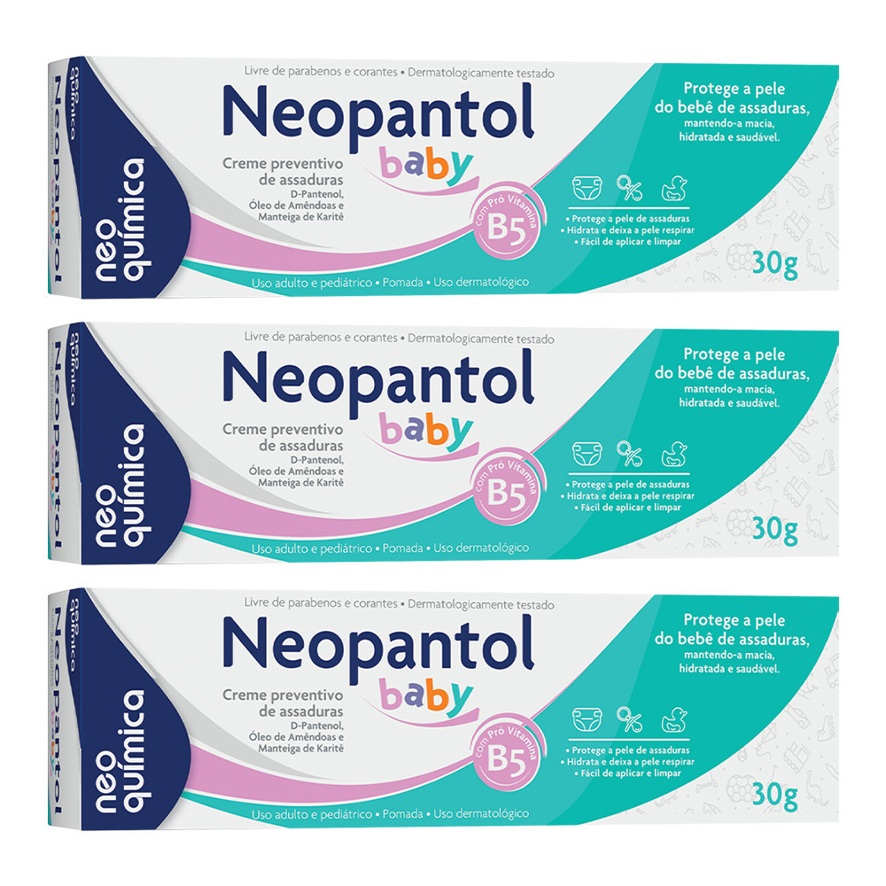 Kit 3 Pomada p/ assaduras Neopantol Baby 30g – Neo Química