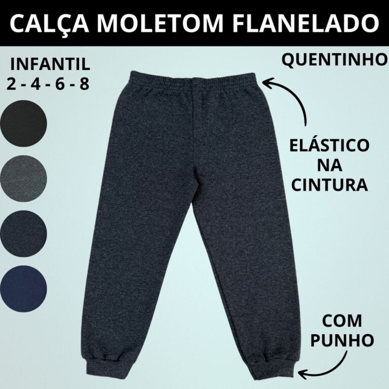 Calça Moletom Peluciado  Cós em elástico Punho 