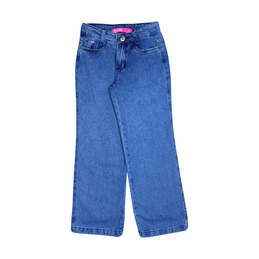 Calça Wide Leg Jeans Lisa Menina 2 a 16 anos Azul