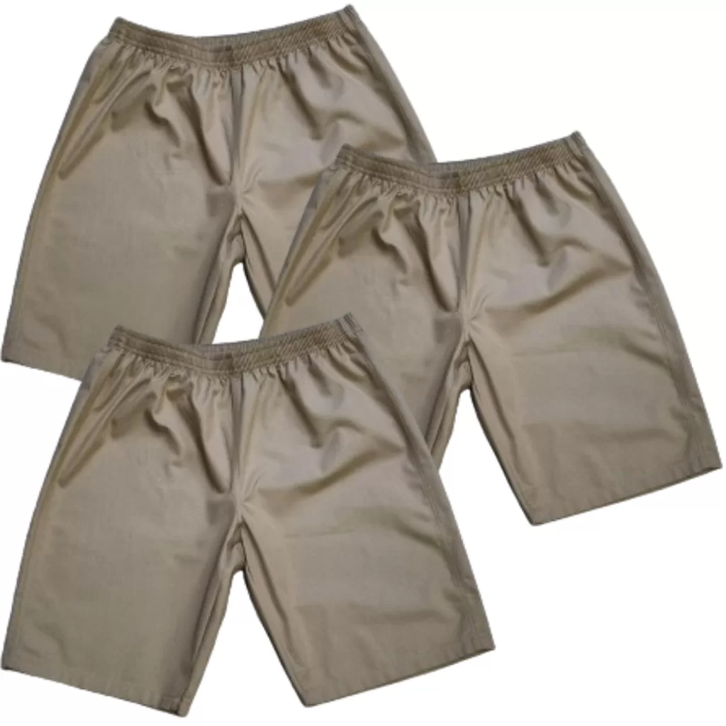 Kit 2  e 1 Bermuda brim caqui CDP Presidio Padrão Cadeia Preso Detento Short Confortavel