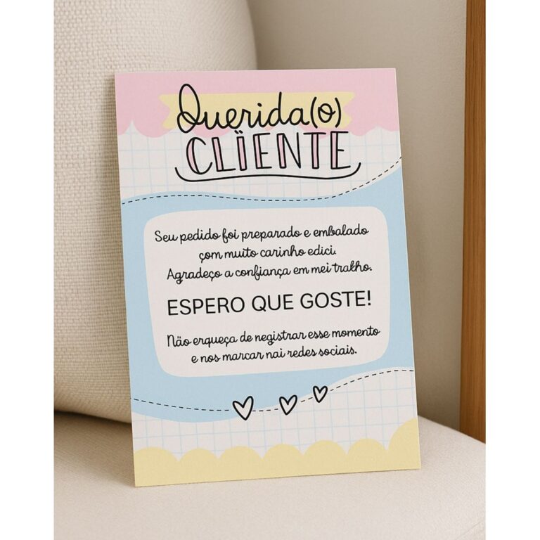 Mini Cartões de Agradecimento ao Cliente Panfleto