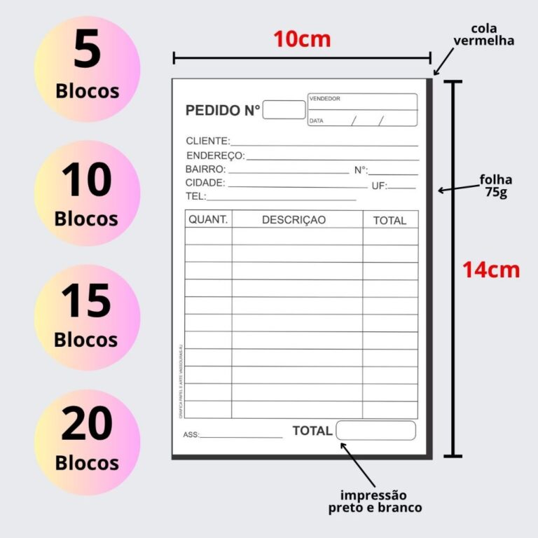 Bloco Pedido Comercial  10×14  50 Folhas  Imp