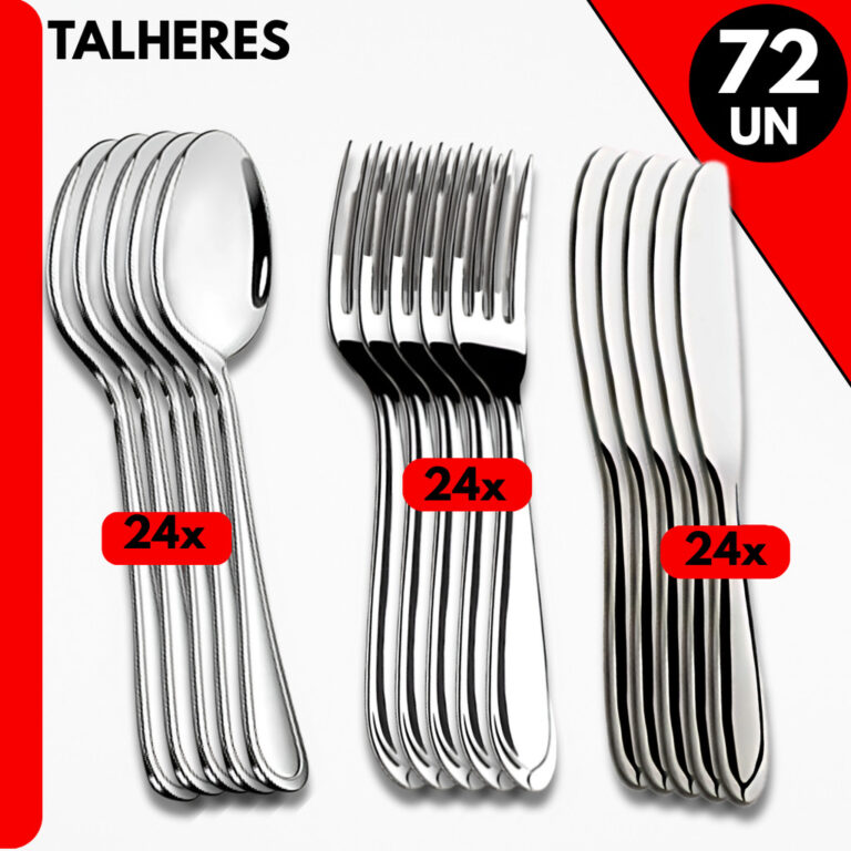 72 Talheres Inox Premuim- Colheres, Garfos e Facas