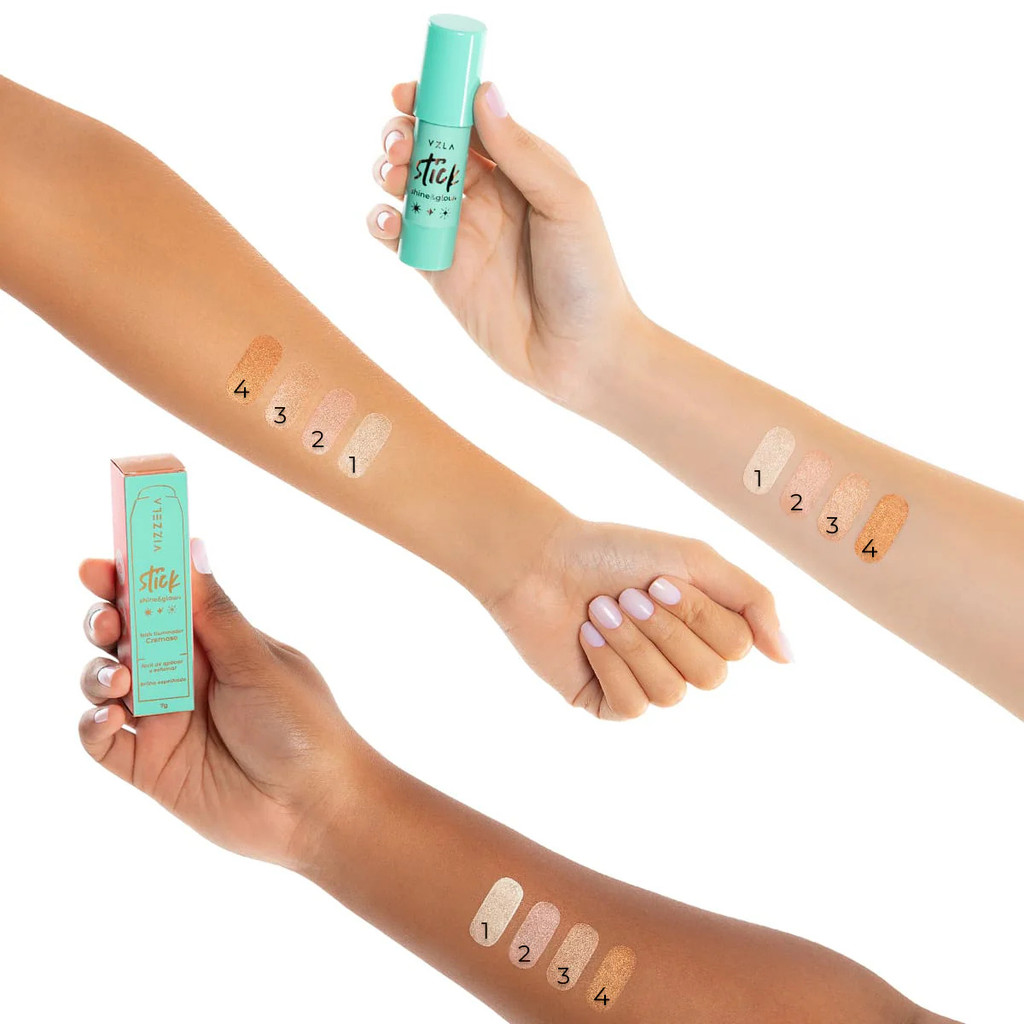 Iluminador Em Stick Vizzela – Shine e Glow 4 Cores 7g – 100% Original Stick em Bastão Cremoso