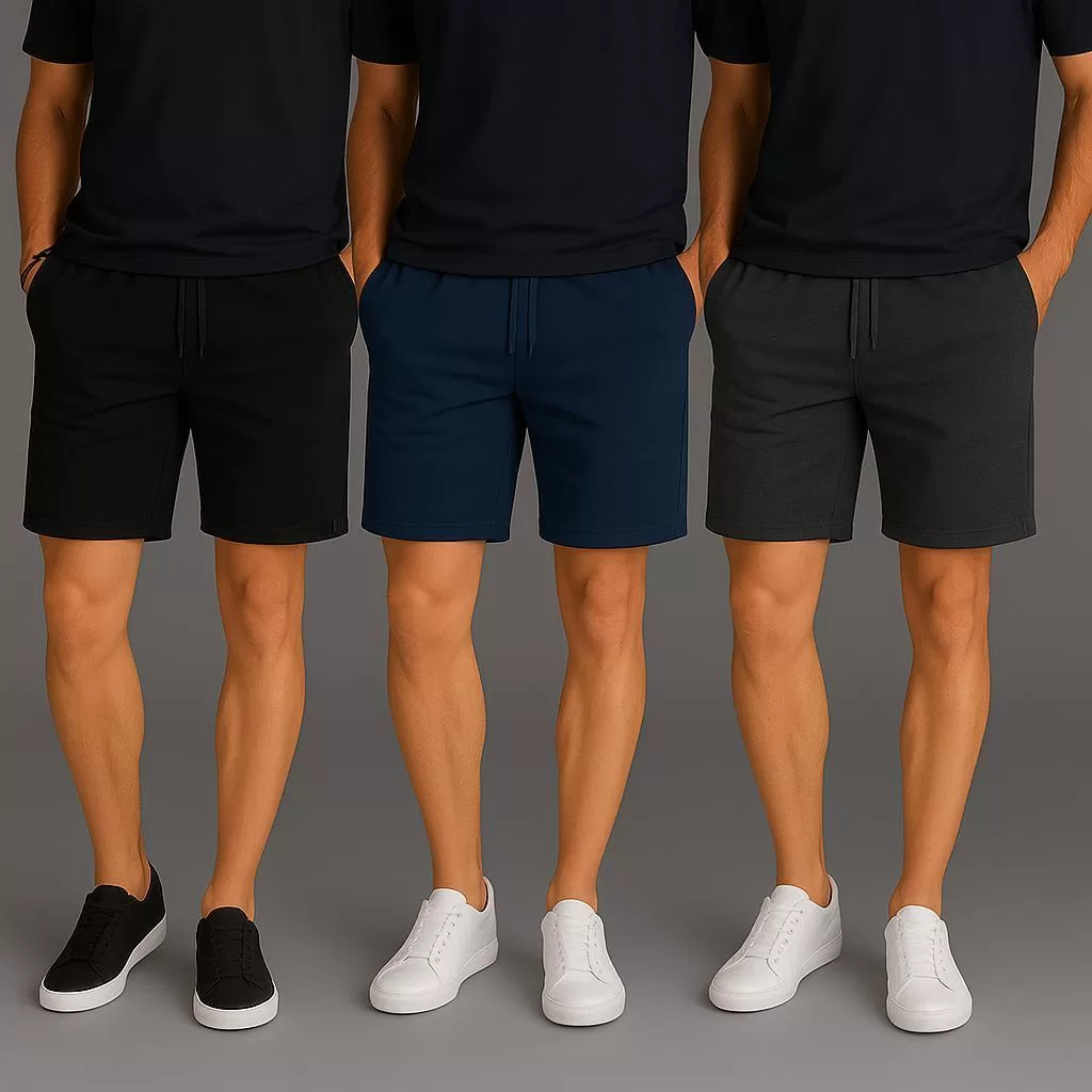 Kit 3 Bermuda Moletinho Masculina Casual P Até GG Bolsos Laterais Sortidas