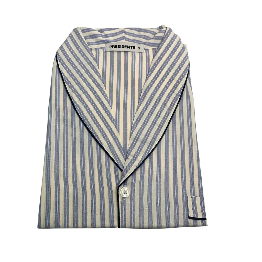 Pijama Masculino Presidente Listrado Azul  Clássico e Confortável