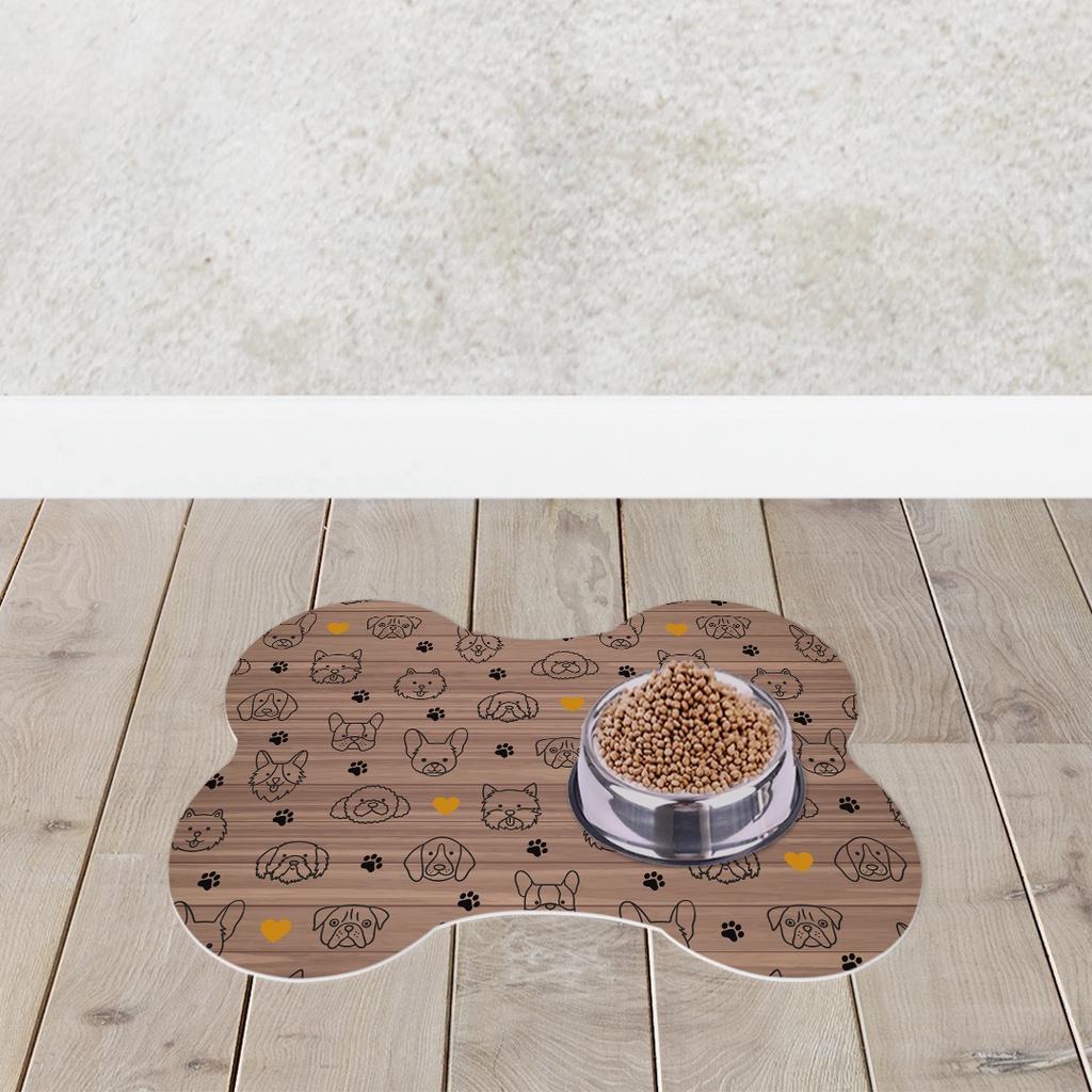 Tapete Pet Osso Comedouro para Cachorro Fundo Marrom Antiderrapante Dcorô ENVIO RÁPIDO