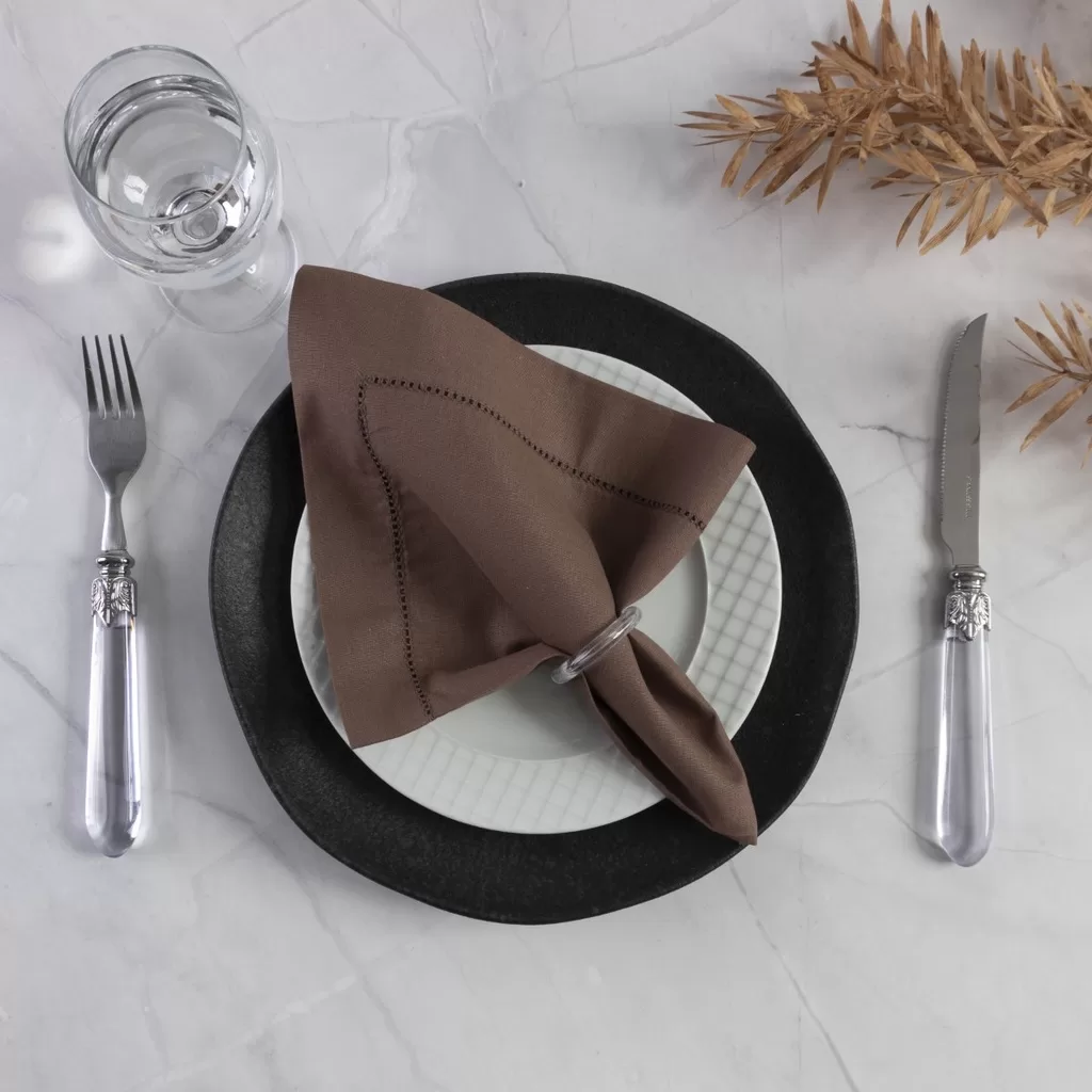 Guardanapo de Tecido Algodão Ponto Ajour 8 Peças – Marrom