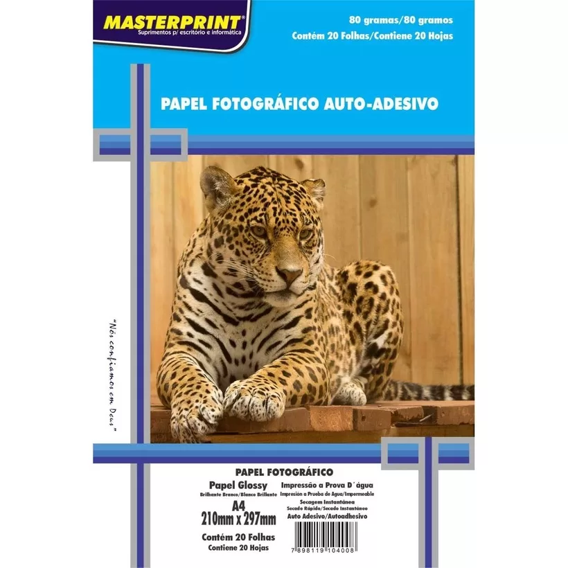 Papel Fotográfico Adesivo 80g A4 Glossy 20fls Masterprint
