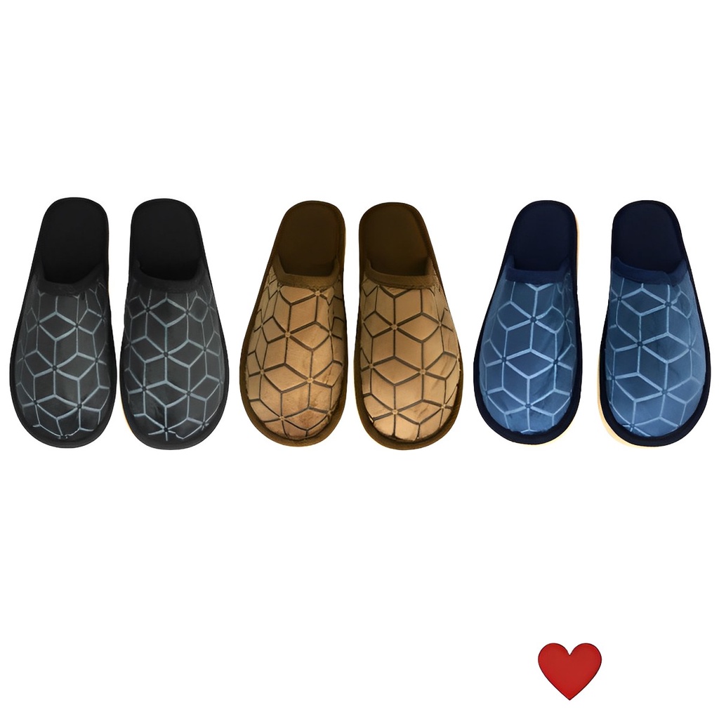 Pantufa Masculina Aveludada Adulto Antiderrapante Macia Fechada Solado Borracha EVA p/ Frio Inverno