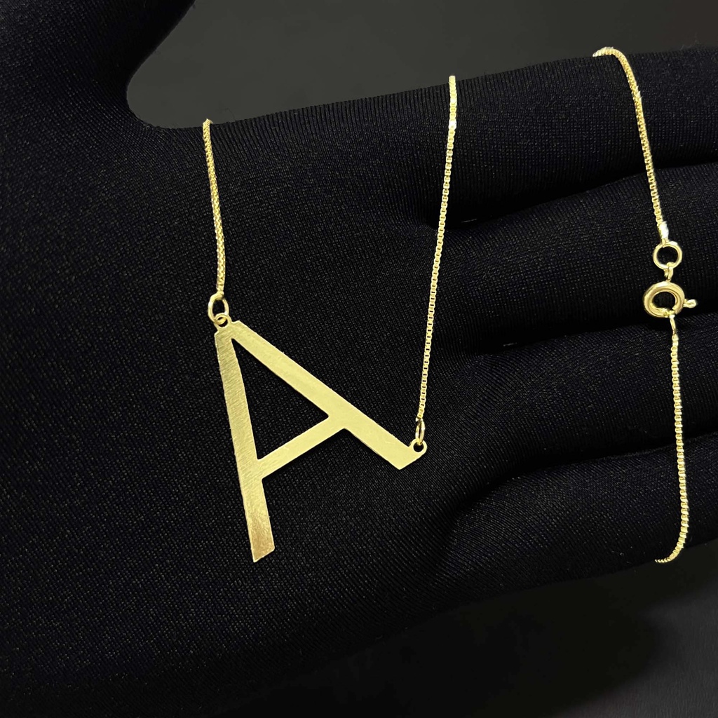 Colar Choker Letras Com Inicial Do Nome Feminino Banhado a Ouro 24k Pingente De Letra