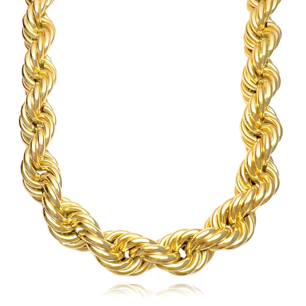 Cordão Baiano Masculino Sem Fecho 70cm Banhado a Ouro 24k Corrente Grossa Personalizada