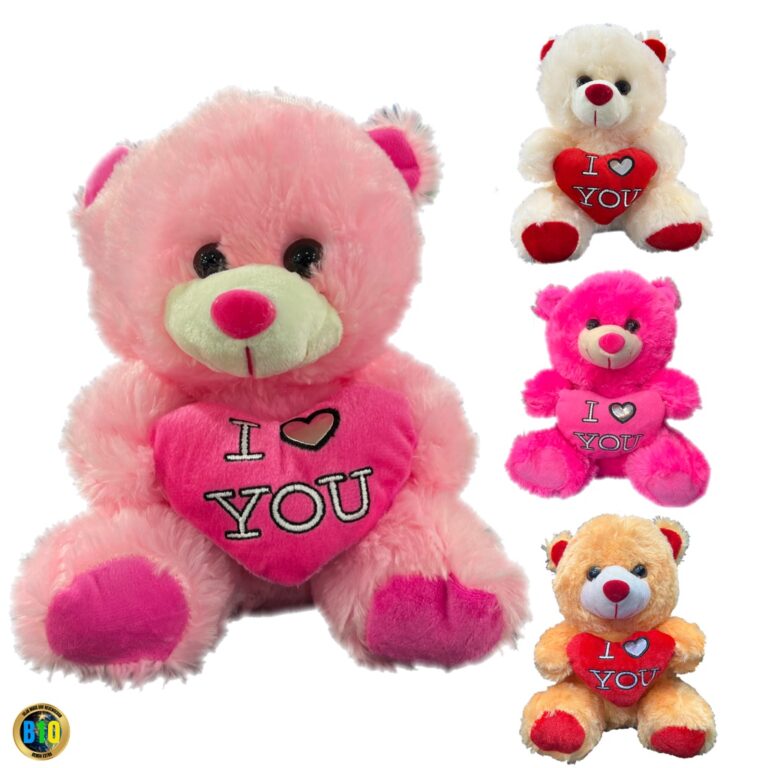 Urso de Pelúcia 21cm com Coração  Macio e Pelud