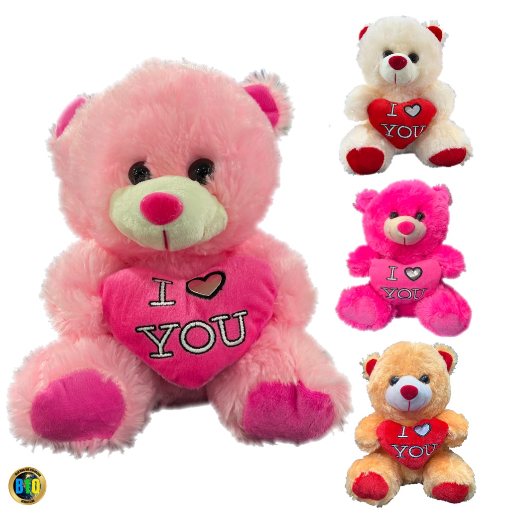 Urso de Pelúcia 21cm com Coração  Macio e Peludinho p/ Presentes