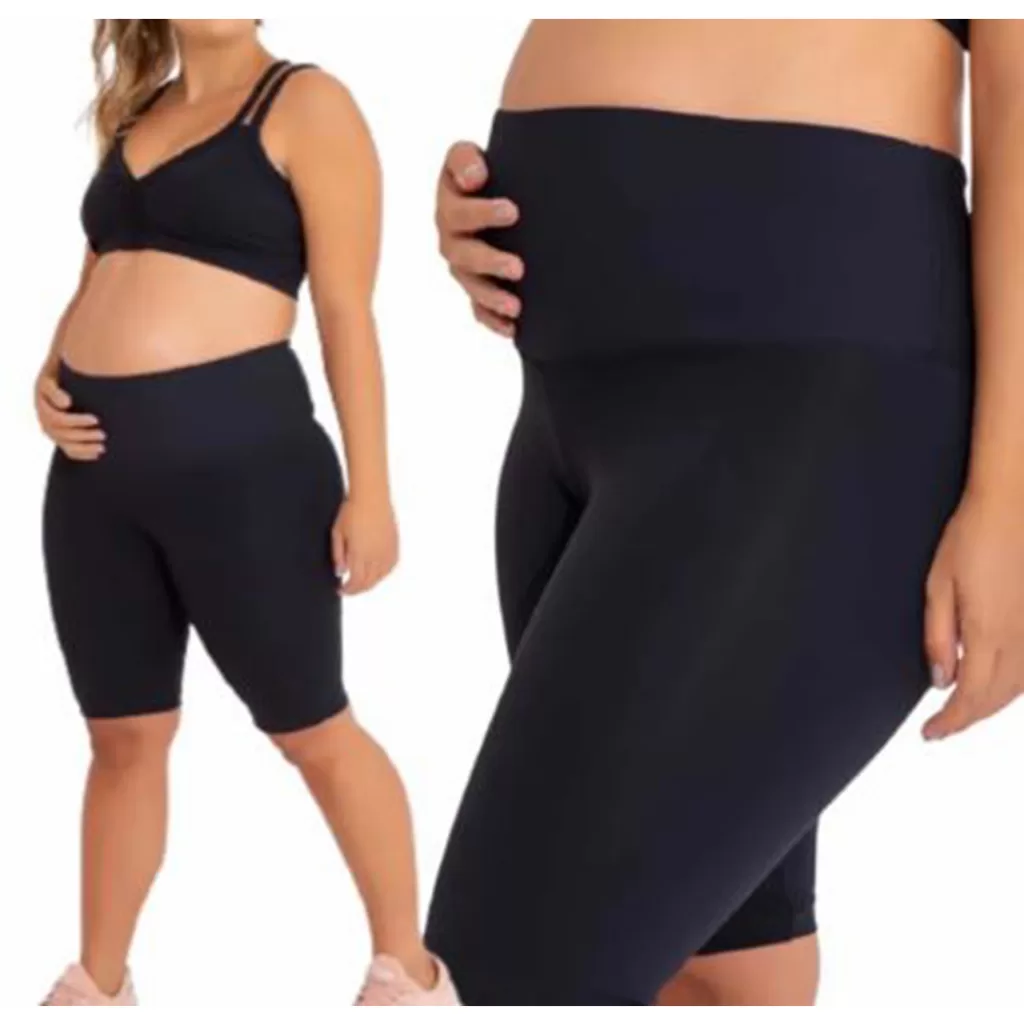 Bermuda Legging Ideal p/ Gestante Cintura Alta Maternidade Gravida G Ao G3 Suplex Não Aperta a Barri