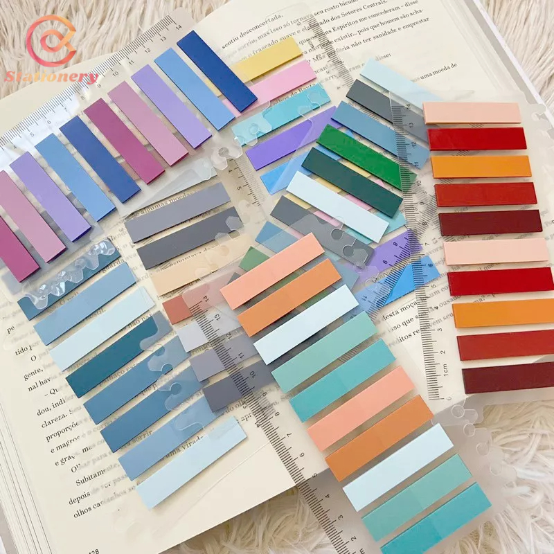 Notas Adesivas Com Marcador de Régua, Marcador de Página livro papelaria escritório stick notes flag