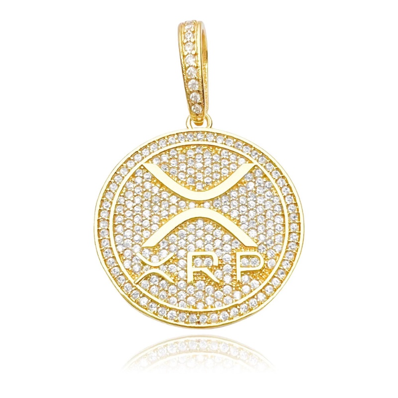 Pingente Masculino Ripple XRP Cravejada Com Banho a OURO