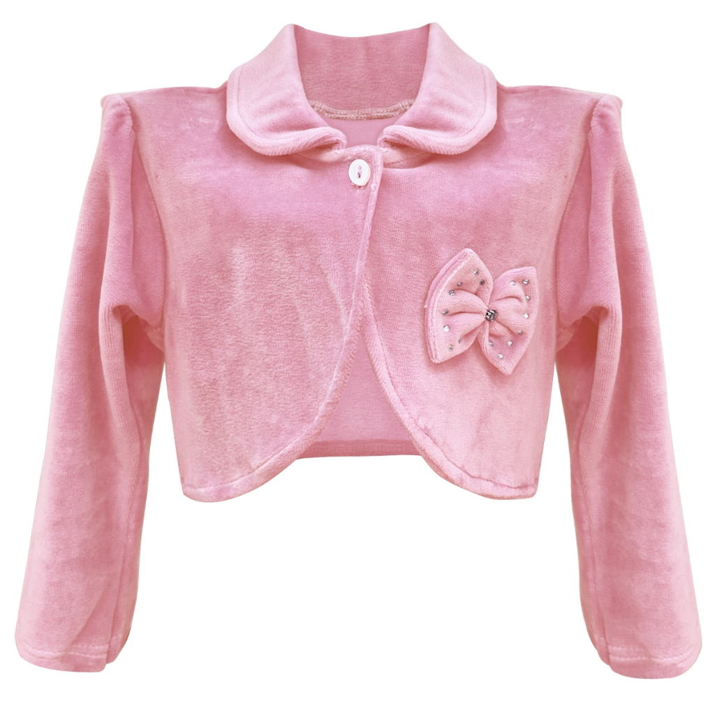 Bolero Casaco Casaquinho Infantil de Plush Rosa Menina Festa Casamento Inverno