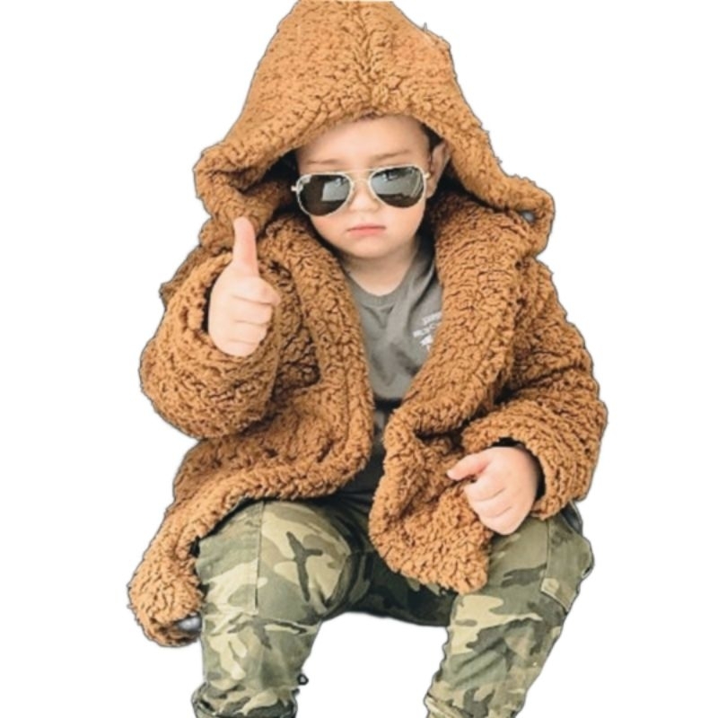 Blusa de Frio Menino Infantil Pelinho com Capuz Touca Tedy Casaco Teddy Ted Roupa de Frio Masculino