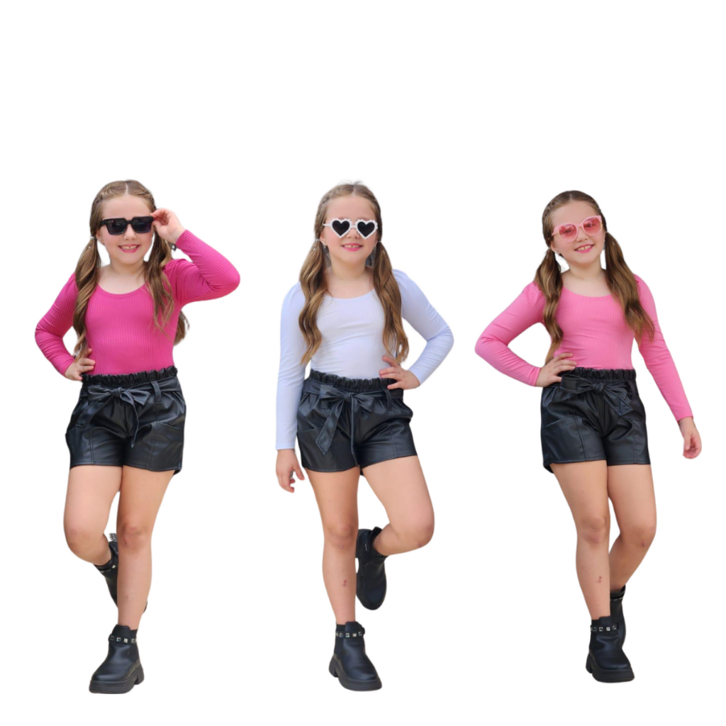 Kit 3 Bori Canelado Infantil Barbie Pink Branco Rosa Promoção