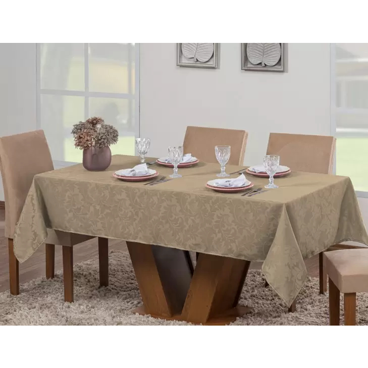 Toalha de mesa jacquard retangular 6 lugares jacar