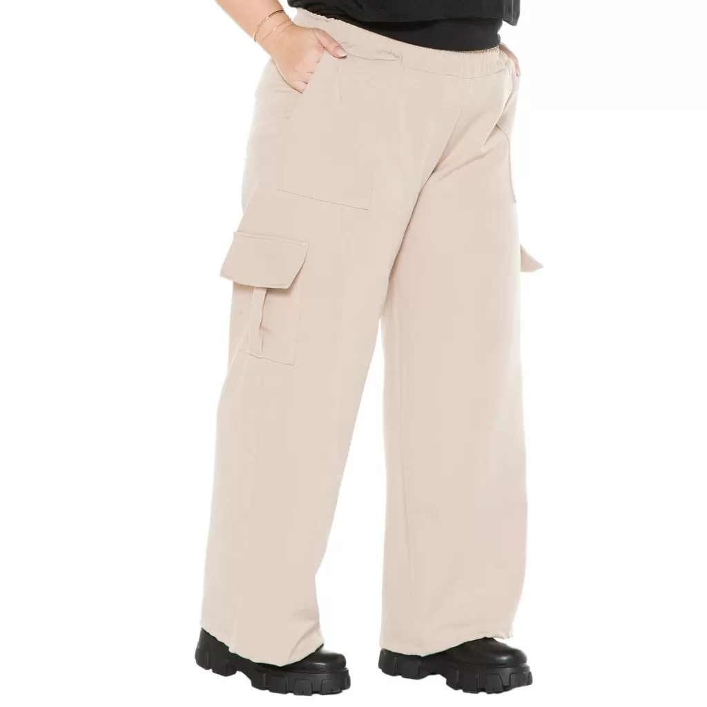 Calça Pantalona Cargo Premium Feminina Tecido Alfaiataria 1187