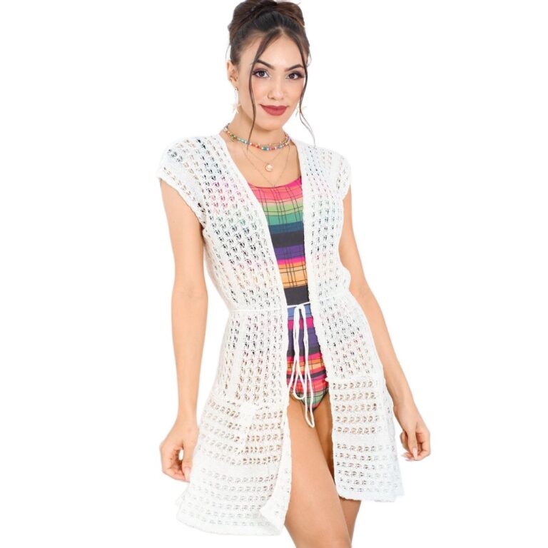 Saída de Praia Tricot Feminina Vestido Verão