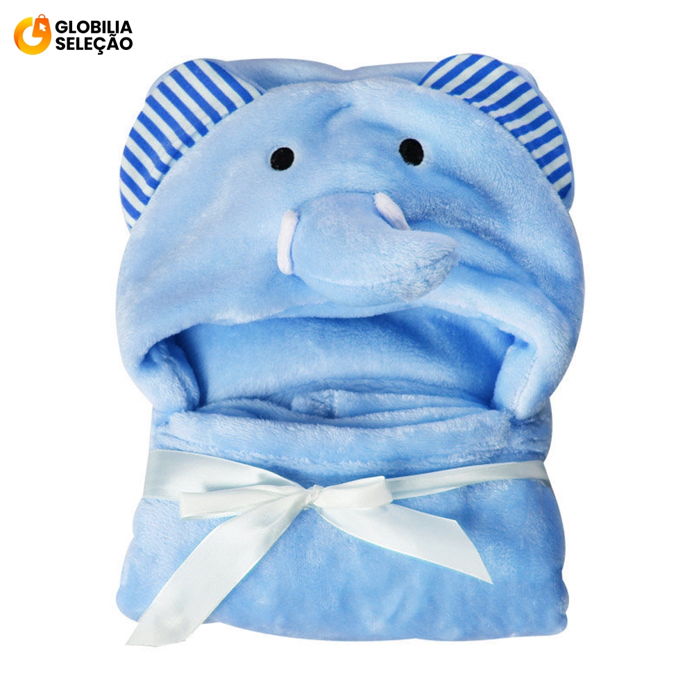 Toalha de Banho Bebê Felpuda Capuz Infantil Recém Nascido Com Orelhinha Menino e Menina 95 x 65cm