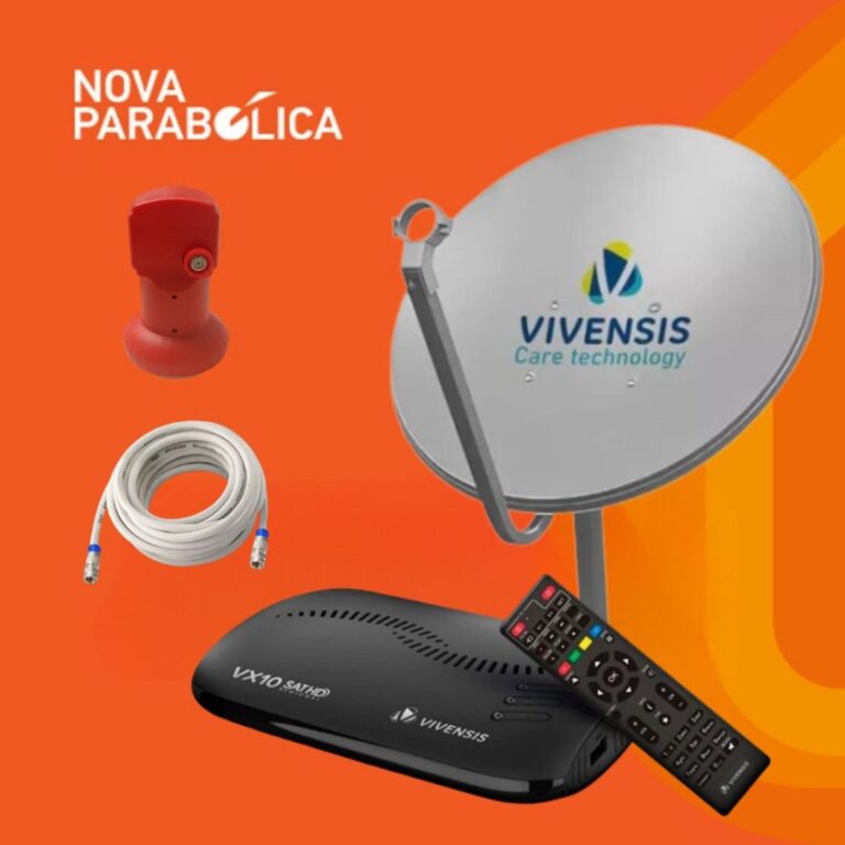 KIT Nova Antena Parabólica Digital Via Satelite +