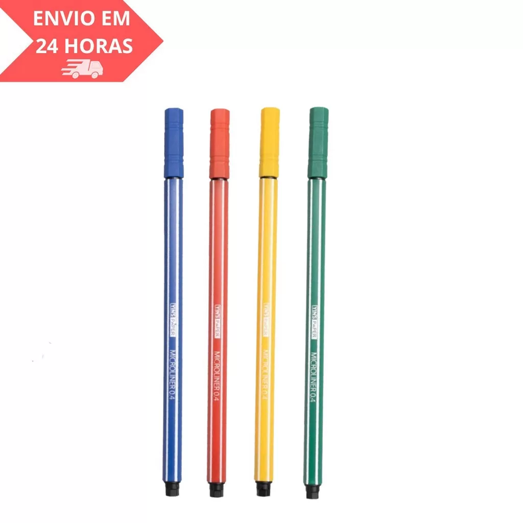 KIT 4 Canetas Colorida Ponta Fina Fineliner BRW 0.4 mm Hidrográficas Caneta Microliner