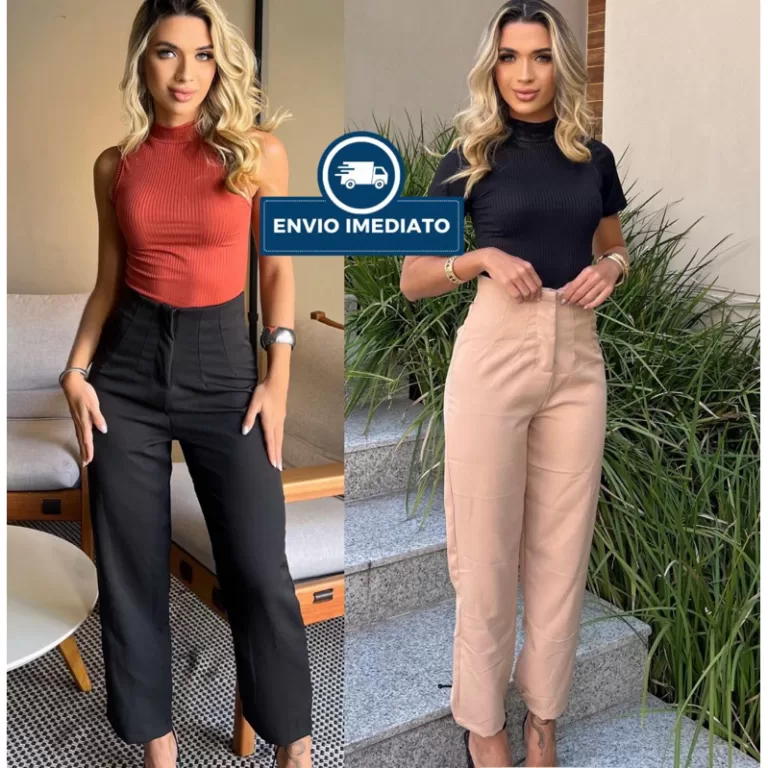 Calça Alfaiataria estilo Feminina Cintura Alta Co