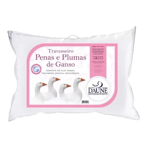 KIT com 2 Travesseiros  100% pluma de ganso cilico