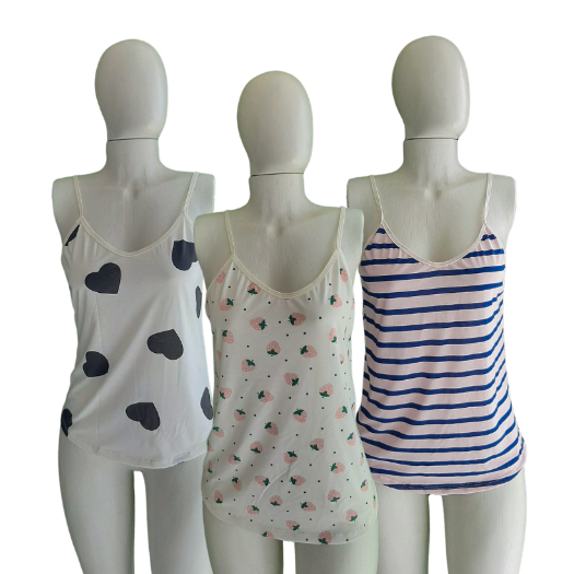 Kit 3 Blusinhas De Alça Sortidas Pijama Feminino 