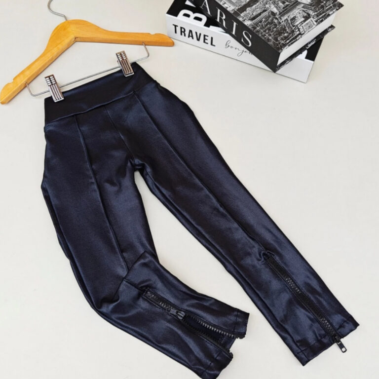 Calça Legging Infantil Com Zíper Na Barra Cirrê