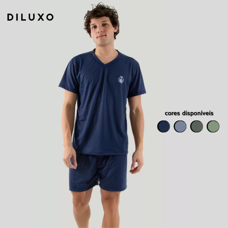 Pijama Curto Masculino Confortável Malha Verão