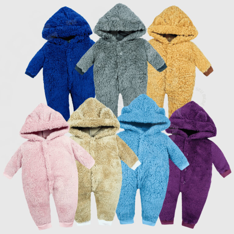 Macacão Teddy Inverno Bebê Pele de Carneiro com 