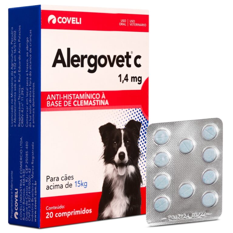 Alergovet C 1,4mg 20 Comp Para Cachorro Acima De 1
