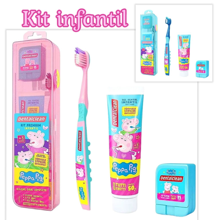 Kit infantil Escova de dente + Gel dental + Fio de