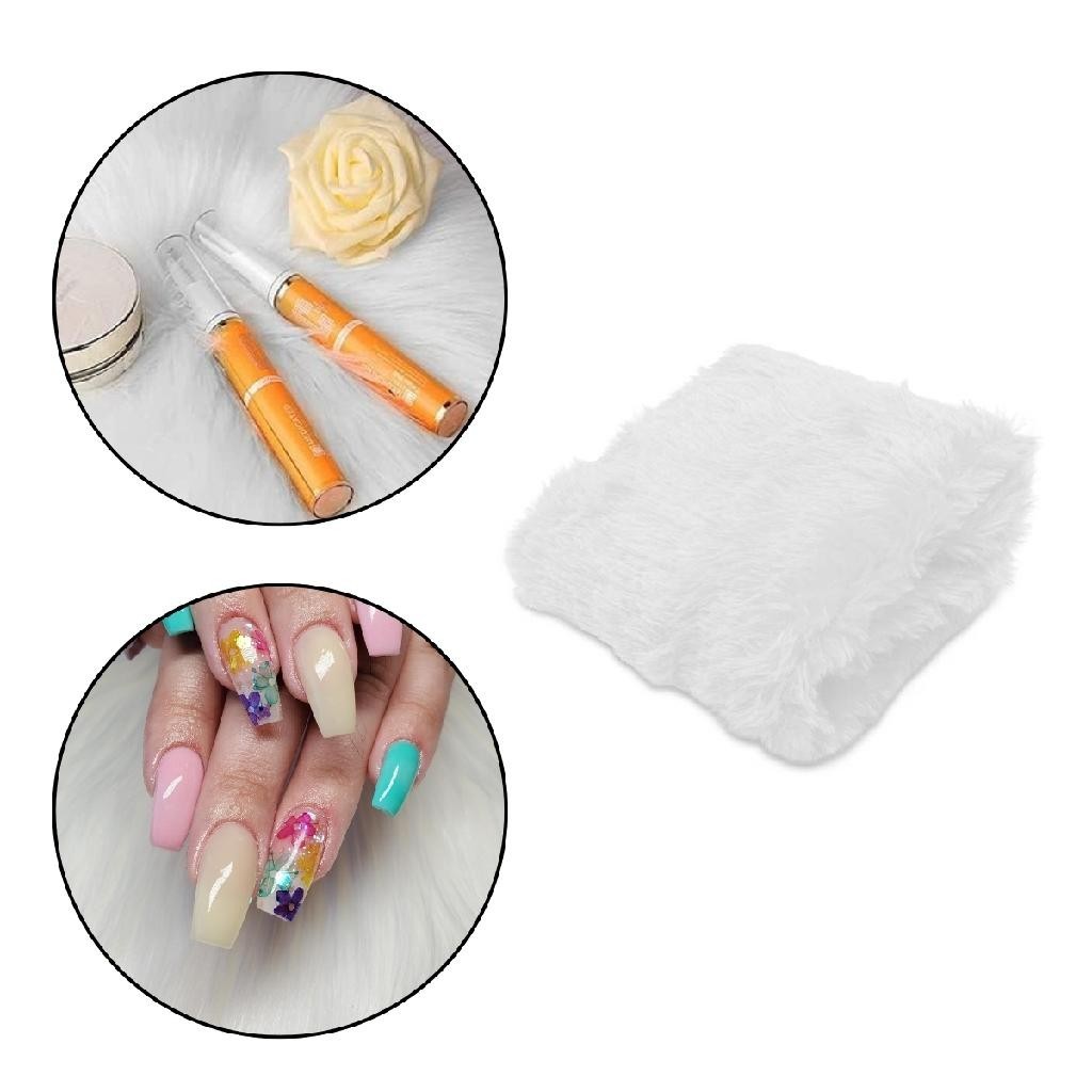 Kit 3 Tapetes de Pelúcia Branco Fundo Fotos de Unhas 44x33cm Manicure Unhas Naturais Gel Fibra de Vi