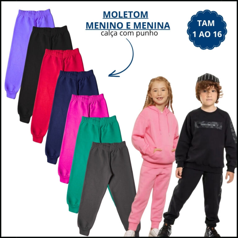 Kit 3 Calça de Moletom Infantil Menino e Menina I
