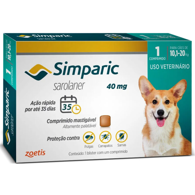 Antipulgas e Carrapatos Simparic 40mg para Cães d
