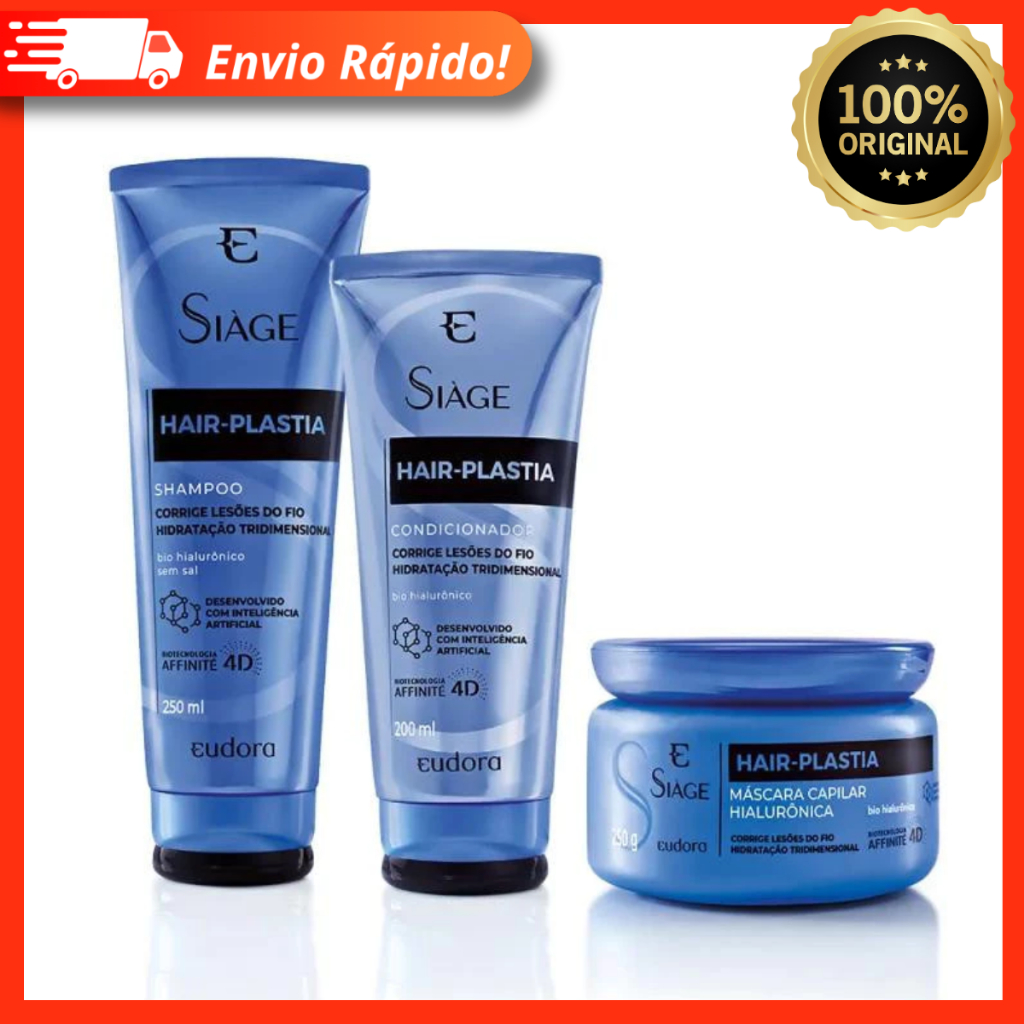 Combo Siàge Hair Plastia: Shampoo + Condicionador + Máscara – Eudora