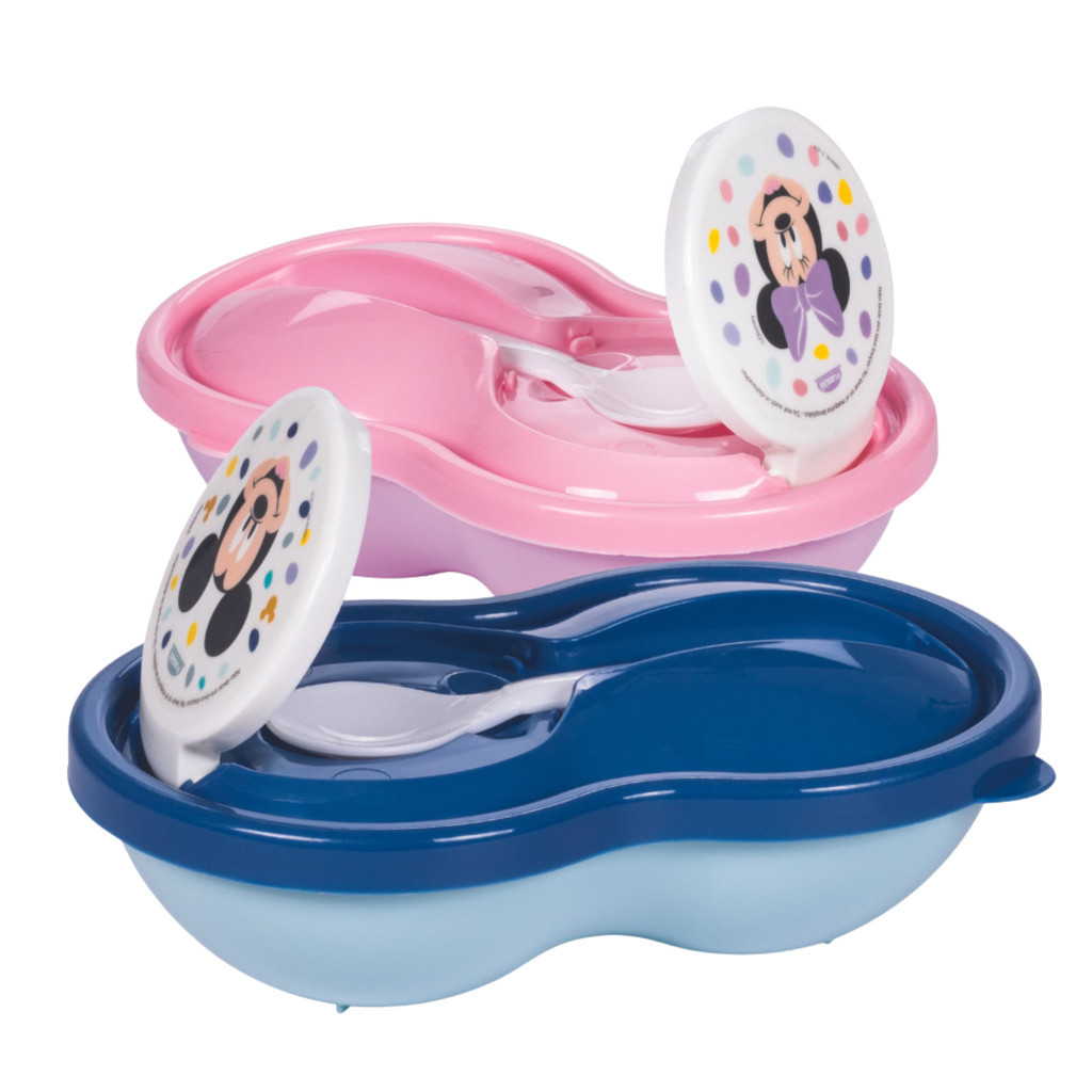 Pote Papinha Com Colher e Tampa Estampada Mickey Minnie 320ml – Plasútil