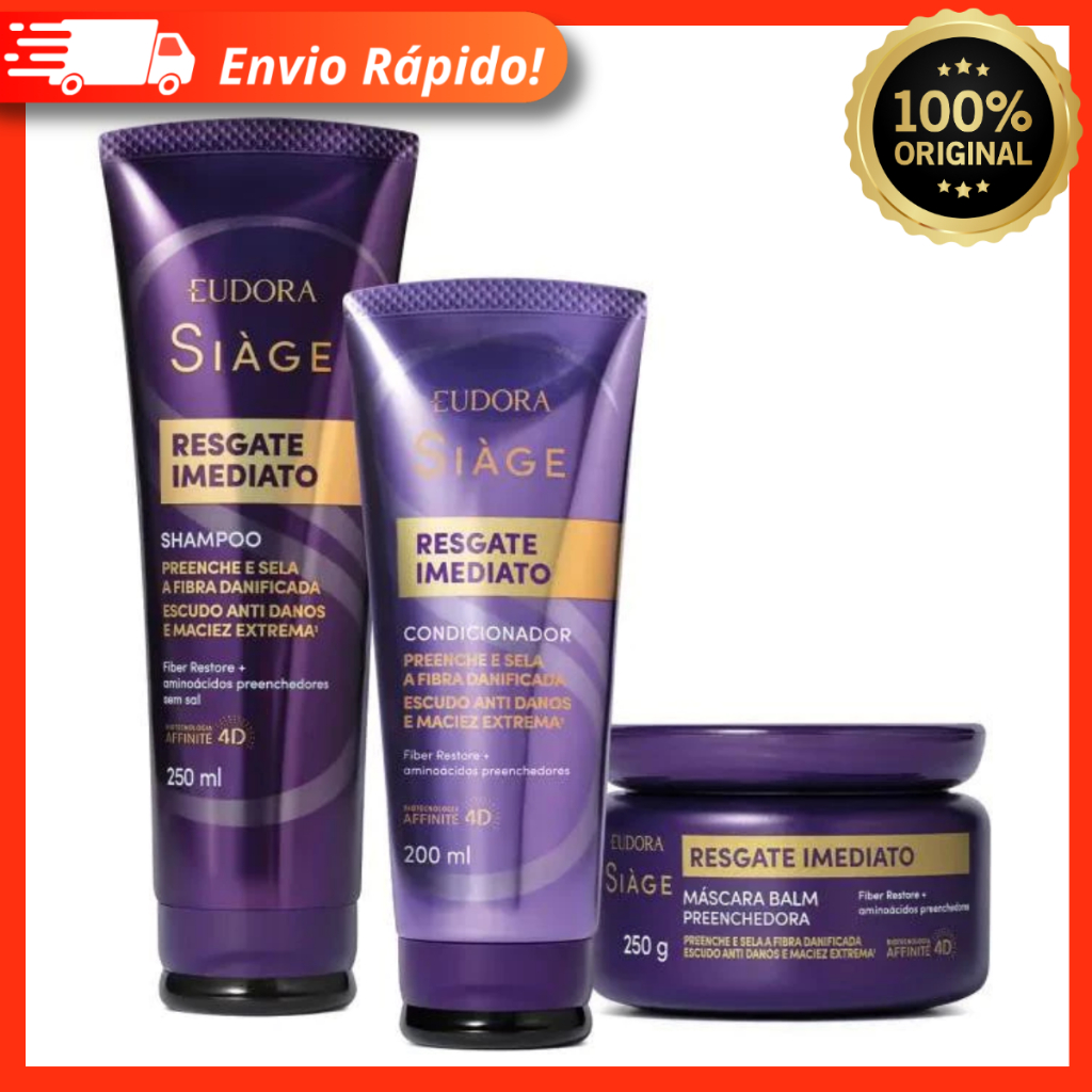 Combo Siàge Resgate Imediato: Shampoo + Condicionador + Máscara – Eudora