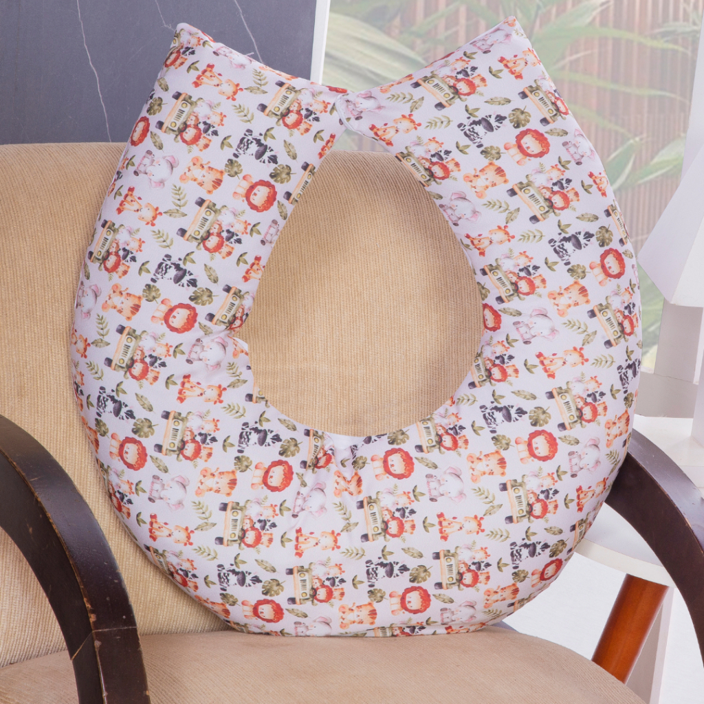 Almofada de Amamentação para Bebê Menino Sublimada Zoo